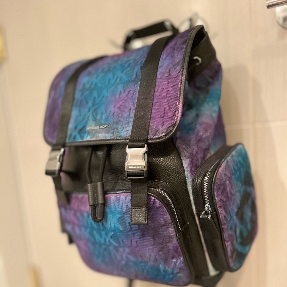 Authentic Michael kors embossed Denim Utility Cooper Men’s Backpack GalaxyColors - Picture 2 of 11